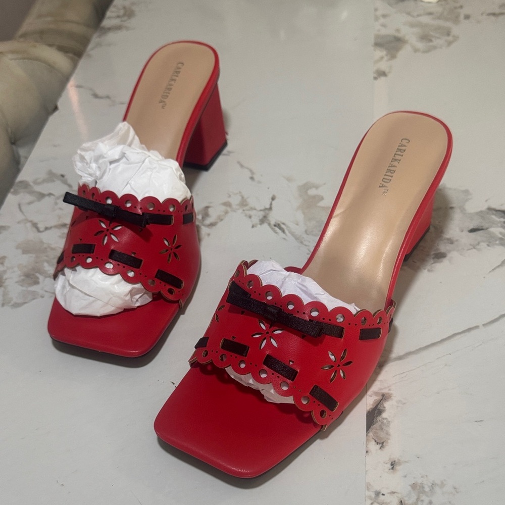 Clergerie Women's Red Leather Mules